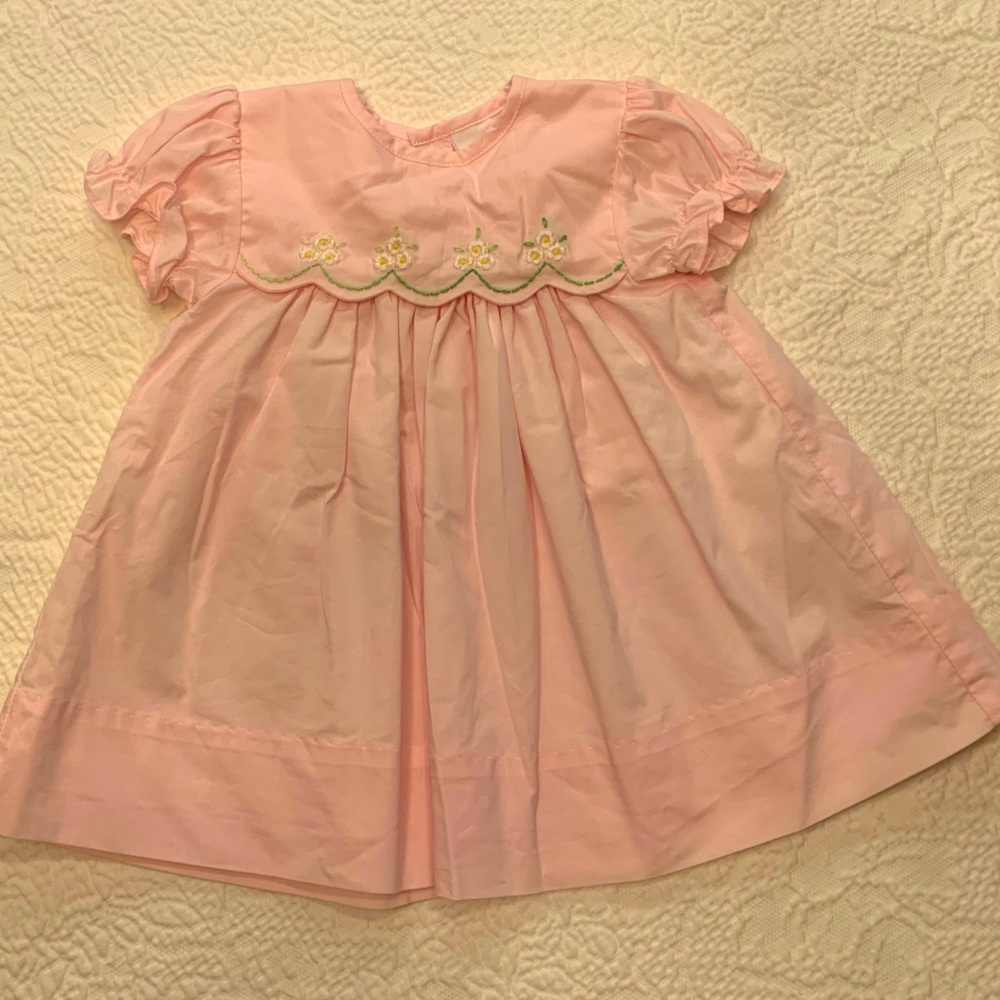 Proper Peony Pink Dress with Floral Embroidery 6m Easter Dress.